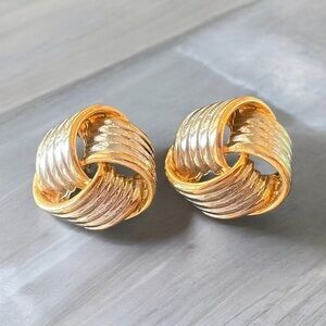 Vintage Premier Design 1990s earrings, 1990s silver and gold knot jewelry